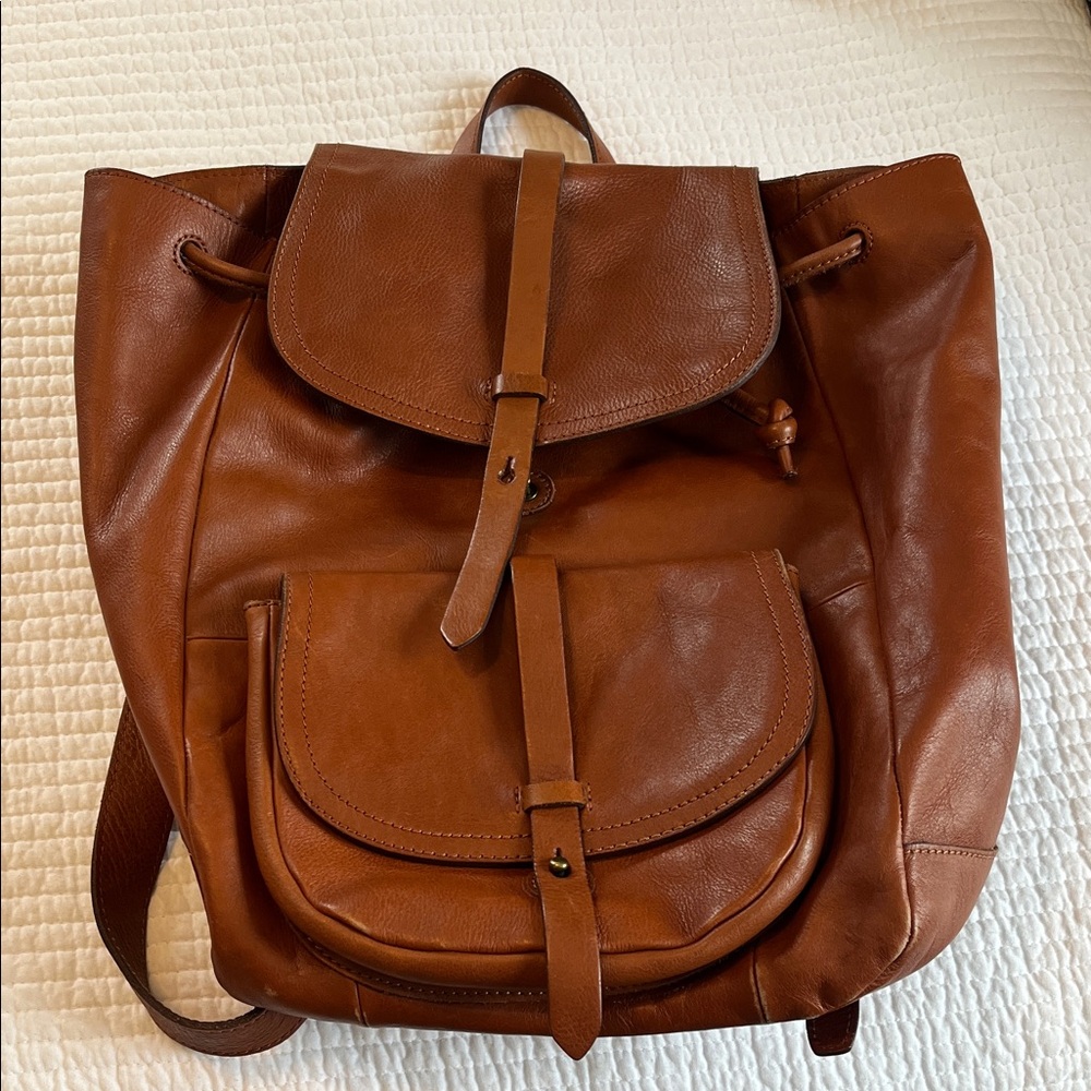 Leather Drawstring Backpack - madewell leather ba… - image 1
